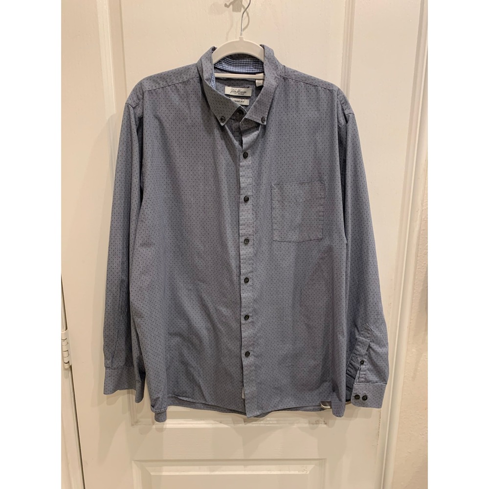 Van Heusen Originals Classic Fit Button Down Shirt Blue‎ Pattern XXL